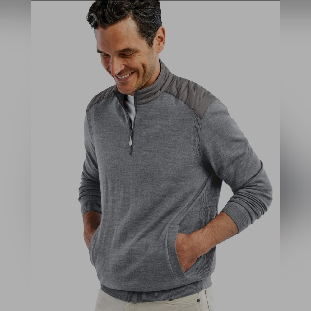 Johnnie-O Hybrid PREP-FORMANCE 1/4 Zip Golf Pullover Merino Blend Size XXL Men's
